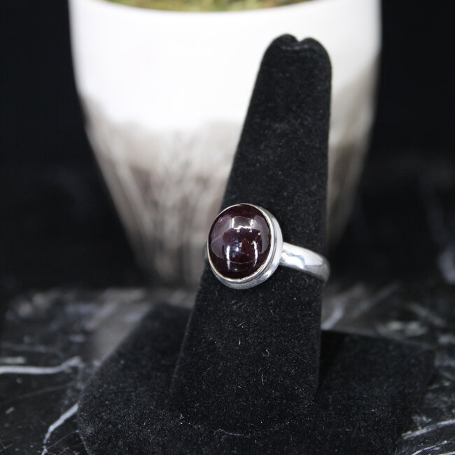Garnet Ring  - Size 8.5 - Sterling Silver Large Oval