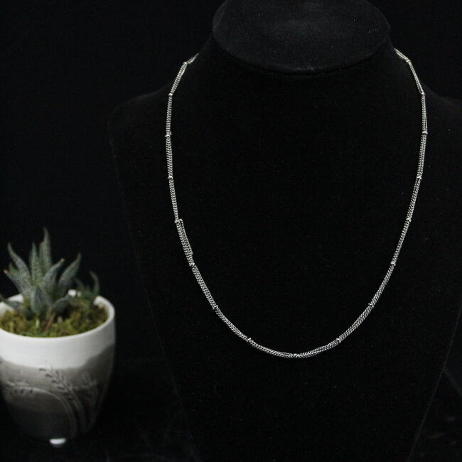 Necklaces - 18" Triple Three 3 Strand Dainty Link Chain Gunmetal Black (Stainless Steel) Lobster Clasp - Pendants