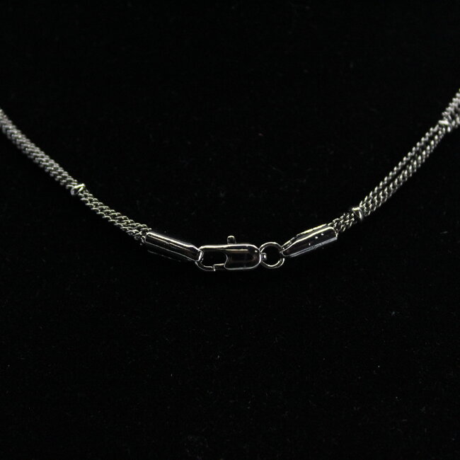 Necklaces - 18" Triple Three 3 Strand Dainty Link Chain Gunmetal Black (Stainless Steel) Lobster Clasp - Pendants