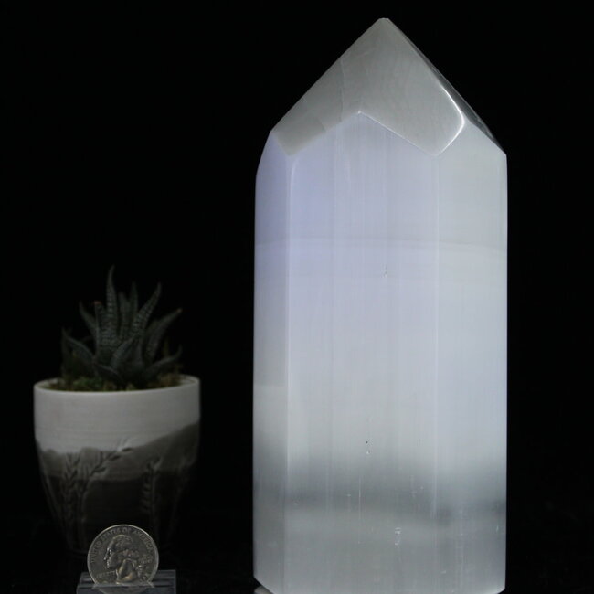 Selenite (Satin Spar Gypsum) Hexagon Tower - 8"