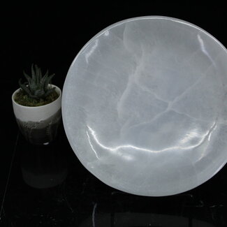 Selenite (Satin Spar Gypsum) Round Charging Bowl Dish - Extra Large XL 9"