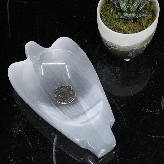 Selenite (Satin Spar Gypsum) Charging Bowl Dish - 5.5" Angel Figurine