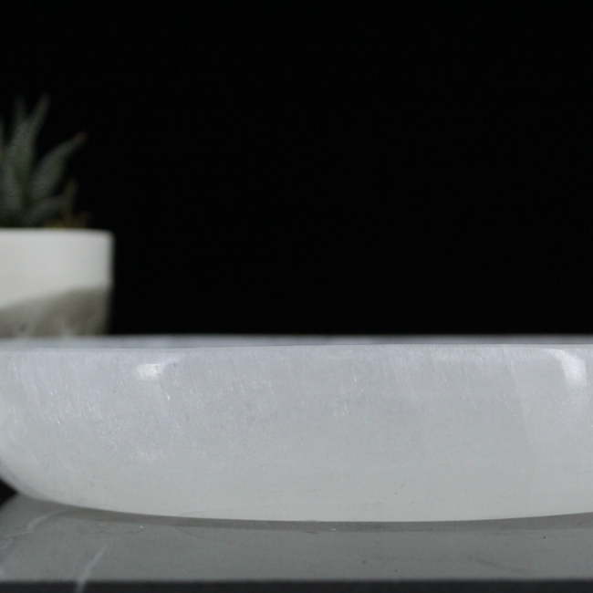 Selenite (Satin Spar Gypsum) Round Charging Bowl Dish - Extra Large XL 9"