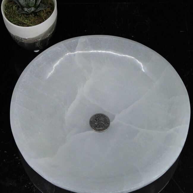 Selenite (Satin Spar Gypsum) Round Charging Bowl Dish - Extra Large XL 9"