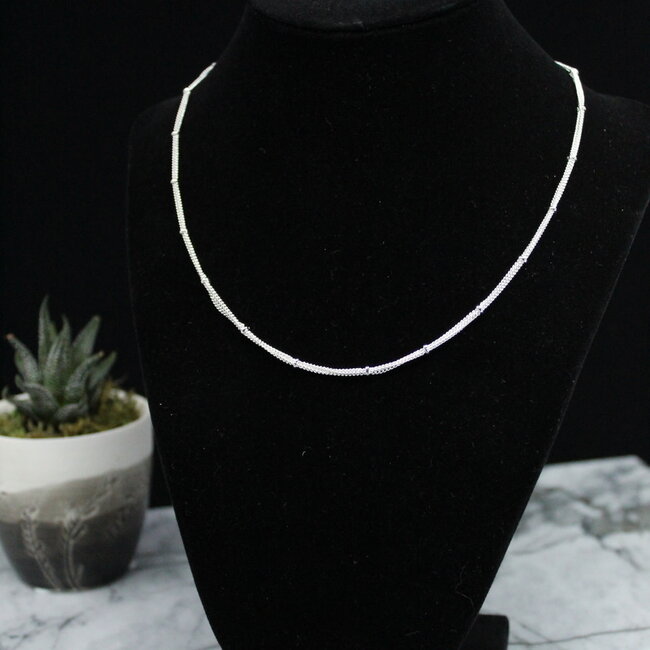 Necklaces - 18" Triple Three 3 Strand Dainty Link Chain (Silver Plated) Lobster Claw - Pendants