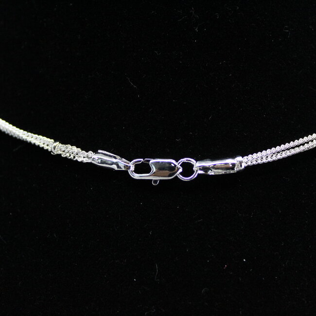 Necklaces - 18" Triple Three 3 Strand Dainty Link Chain (Silver Plated) Lobster Claw - Pendants