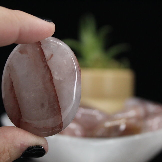 Fire Quartz (Red Hematoid) Palm Pillow Pocket Stones - Medium