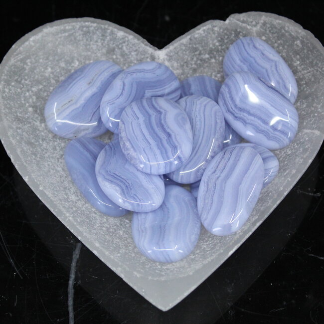 Blue Lace Agate (AAA Grade) - Palm Pillow Pocket Stone