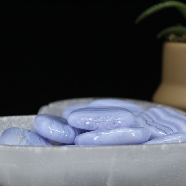 Blue Lace Agate (AAA Grade) - Palm Pillow Pocket Stone