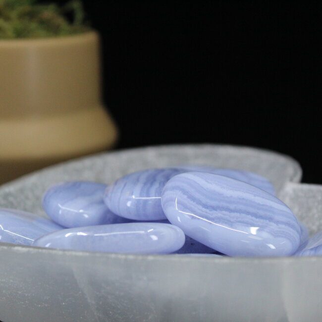 Blue Lace Agate (AAA Grade) - Palm Pillow Pocket Stone