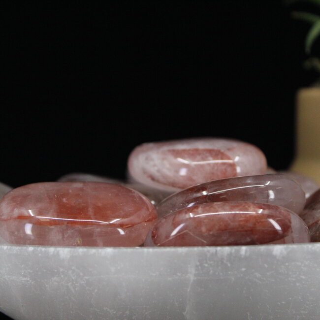 Fire Quartz (Red Hematoid) Palm Pillow Pocket Stones - Medium