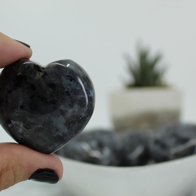 Larvikite/Black Labradorite Puffy Heart