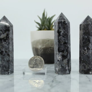 Black Labradorite (Larvikite) Tower Point Generator - Medium (3-4")