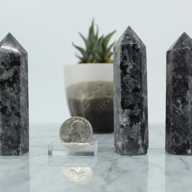 Black Labradorite/Larvikite Tower/Point -Medium (3-4")
