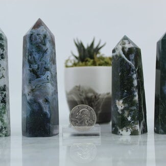 Moss Agate Tower Point Generator - Small (2-3")