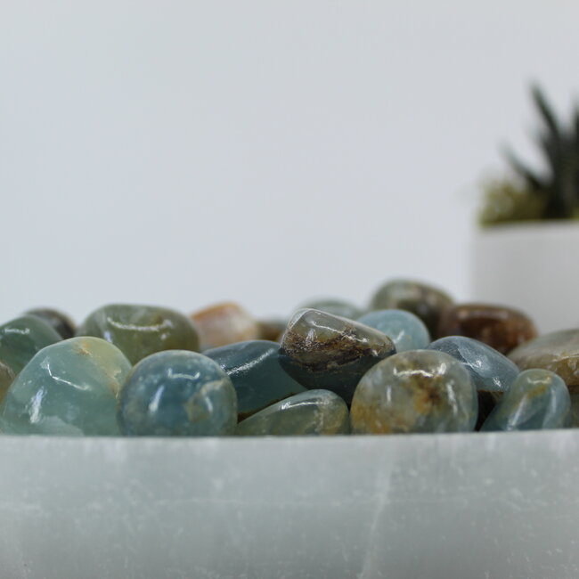 Lemurian (Lumerian) Aquatine Blue Calcite - Tumbled Smooth