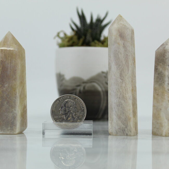 White (Rainbow) Moonstone Tower Point Generator - Medium (2-3")
