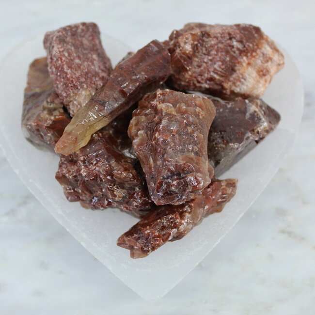 Red Calcite 1"-1.5" Medium Rough Raw Natural