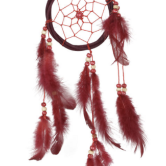 Dreamcatcher Dream Catcher Red Dark Pink Small-Wolf Spirit 3"