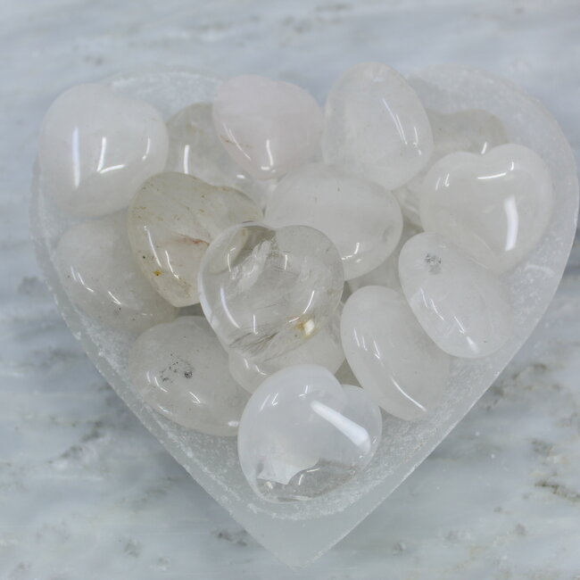 Clear Quartz Puffy Hearts - Medium
