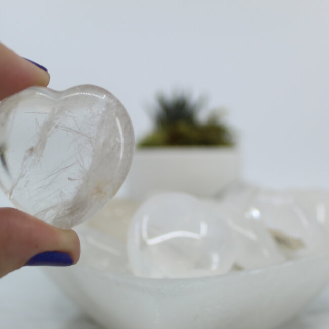 Clear Quartz Puffy Hearts - Medium