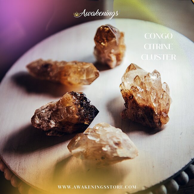 Congo Citrine (Kundalini Quartz) Clusters - Small Rough Raw Natural