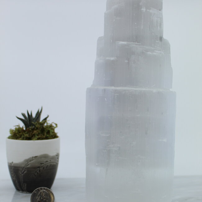 Selenite (Satin Spar Gypsum) Single Iceberg Tower Lamp Light-10" (Cord & Bulb Included)