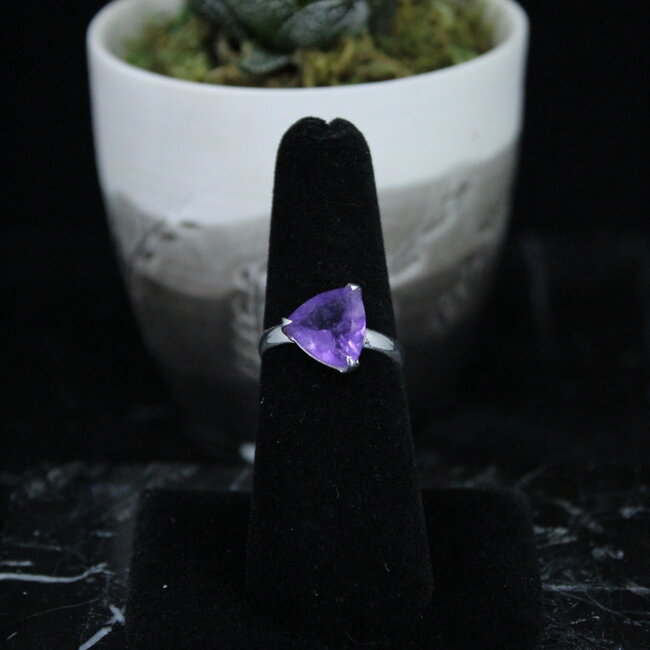 Amethyst Ring - Size 7 - Sterling Silver Triangle #2