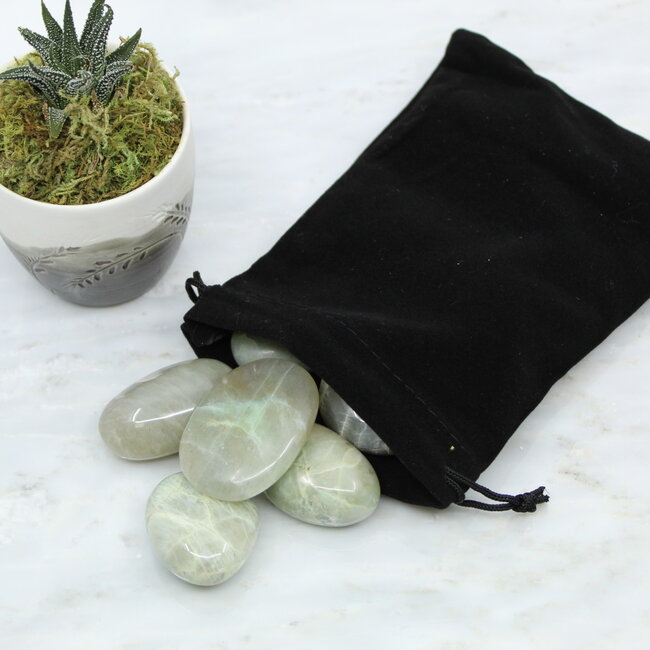 Black Velvet Drawstring Tarot Crystal Bag - 6" x 4.5" Oracle Angel Gemstone