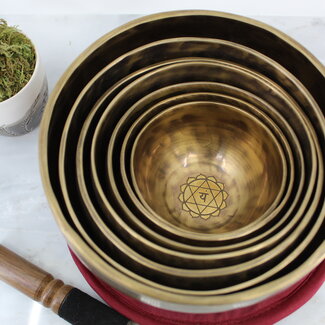 Singing Bowl Sets -7 Note Chakra Attuned Metal Striker & Case - Hand Hammered India