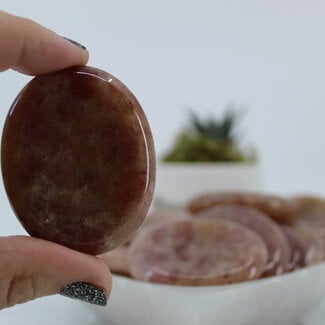 Strawberry Quartz (Red Guava) Worry Stone- Large Oval