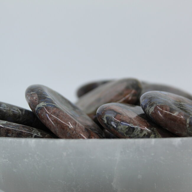 Que Sera (Blue Opal Llianite Galaxy Rhyolite Liberite Glaucophane) Worry (Thumb Fidget Relaxation Pocket) Stones - Large Oval