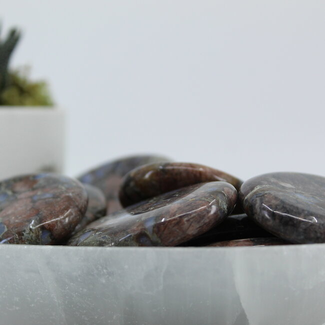 Que Sera (Blue Opal Llianite Galaxy Rhyolite Liberite Glaucophane) Worry (Thumb Fidget Relaxation Pocket) Stones - Large Oval