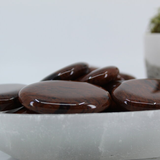 Mahogany Obsidian Worry (Thumb Fidget Relaxation Pocket) Stones - Large Oval