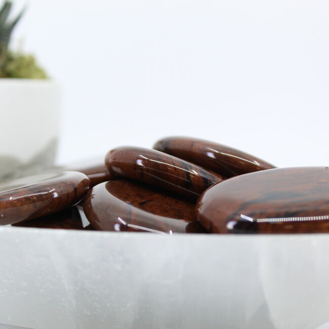 Mahogany Obsidian Worry (Thumb Fidget Relaxation Pocket) Stones - Large Oval