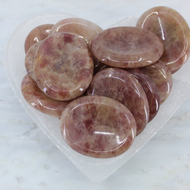 Strawberry Quartz (Red Guava) Worry (Thumb Fidget Relaxation Pocket) Stones - Large Oval