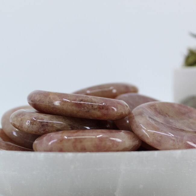 Strawberry Quartz (Red Guava) Worry (Thumb Fidget Relaxation Pocket) Stones - Large Oval