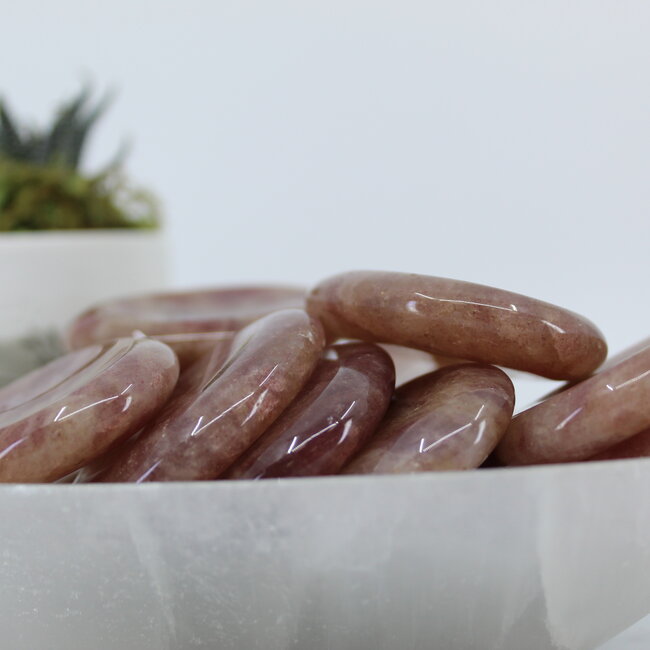 Strawberry Quartz (Red Guava) Worry (Thumb Fidget Relaxation Pocket) Stones - Large Oval