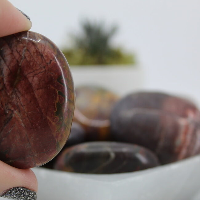 Cherry (Red) Creek Jasper Palm Pillow Pocket Stones