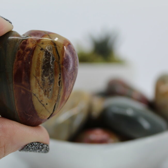 Cherry (Red) Creek Jasper Puffy Hearts - Medium