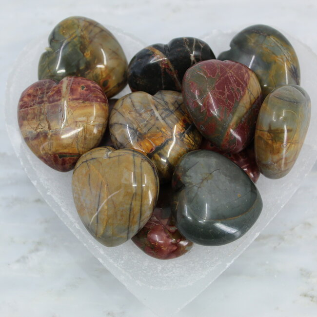 Cherry Creek Jasper Puffy Hearts - Medium