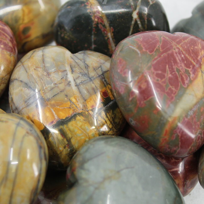 Cherry Creek Jasper Puffy Hearts - Medium
