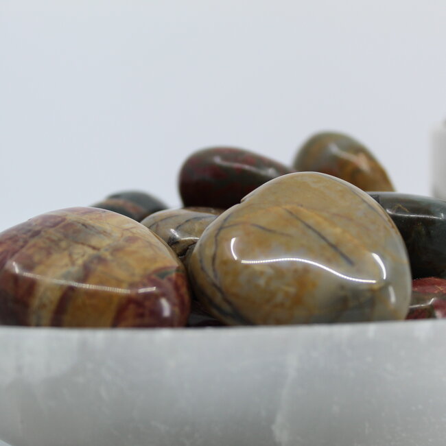 Cherry Creek Jasper Puffy Hearts - Medium