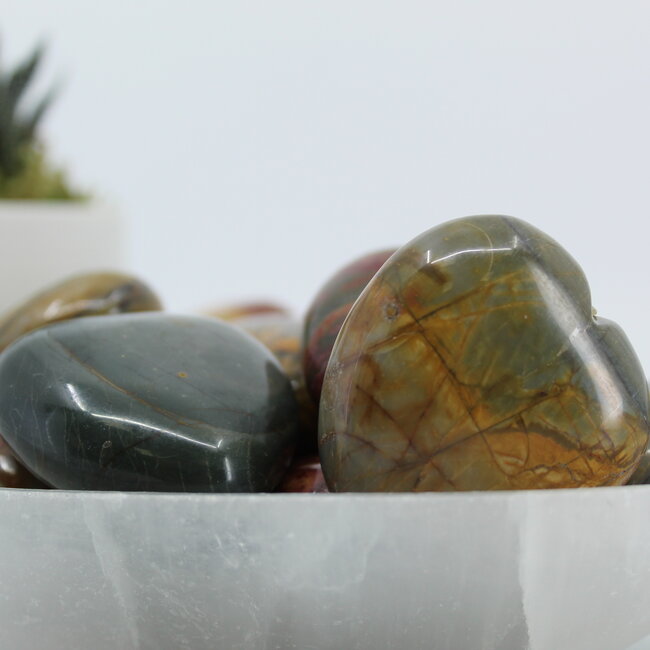 Cherry Creek Jasper Puffy Hearts - Medium