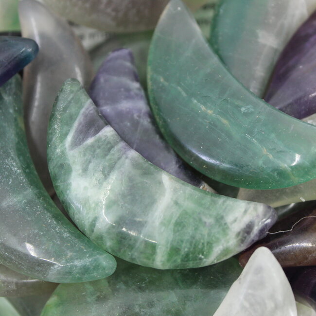 Rainbow Fluorite Crescent Moon - Medium