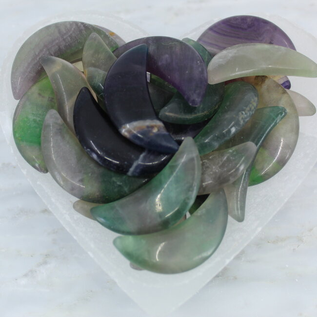 Rainbow Fluorite Crescent Moon - Medium