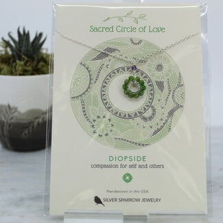Chrome Diopside Necklace - Sacred Circle of Love - Sterling Silver Sparrow