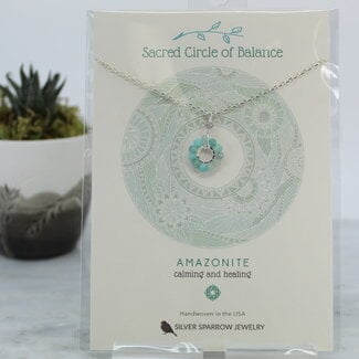 Amazonite Necklace - Sacred Circle of Balance - Sterling Silver Sparrow