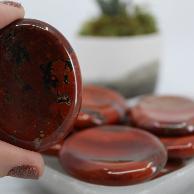 Brecciated Red Jasper Worry Stones - Large Oval
