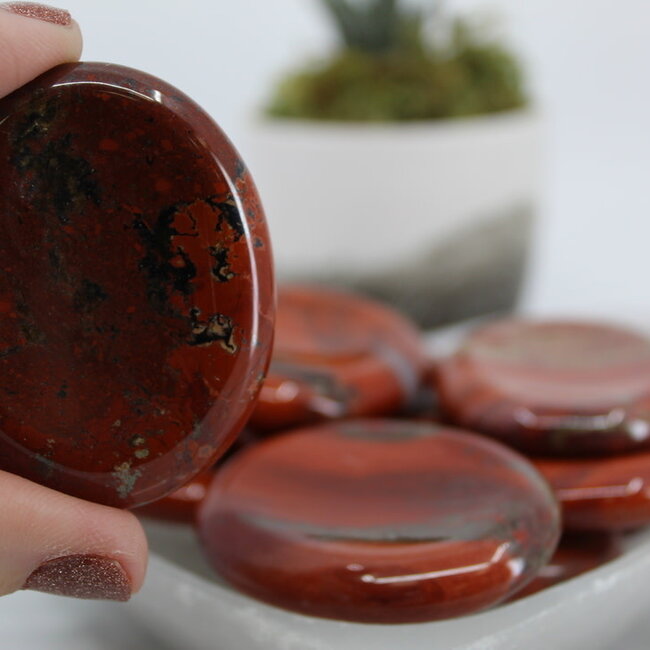 Brecciated Red Jasper Worry (Thumb Fidget Relaxation Pocket) Stones - Large Oval